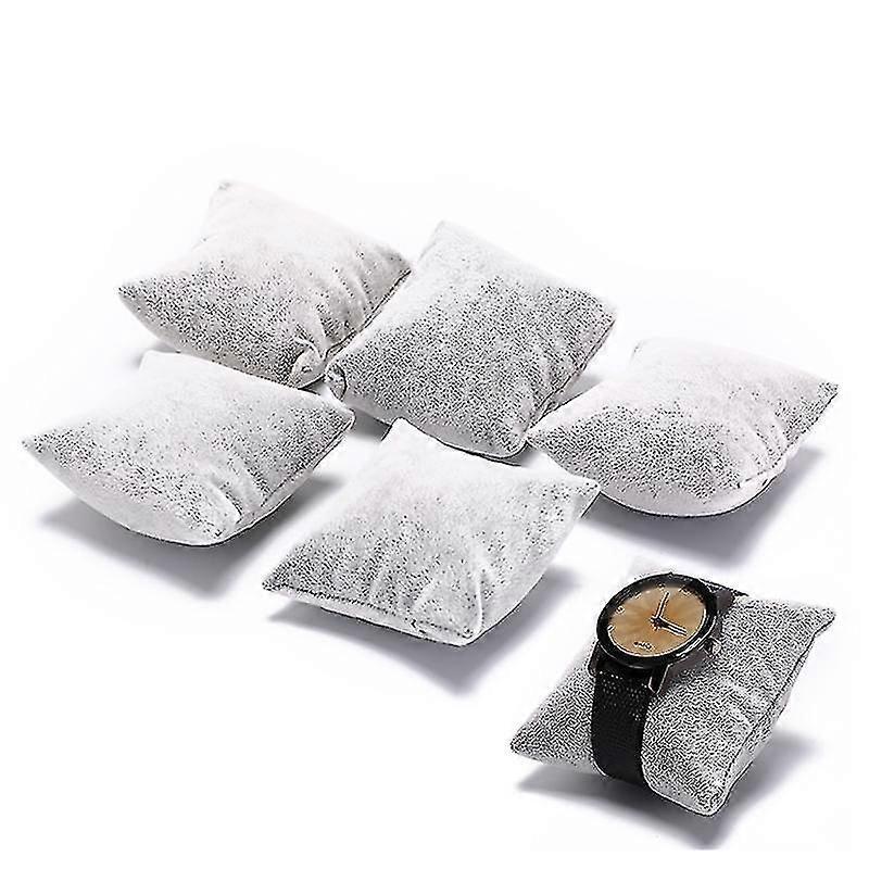 Set Of 5 Grey Velvet Watch Bracelet Pillows Cushions For Case Box Display A