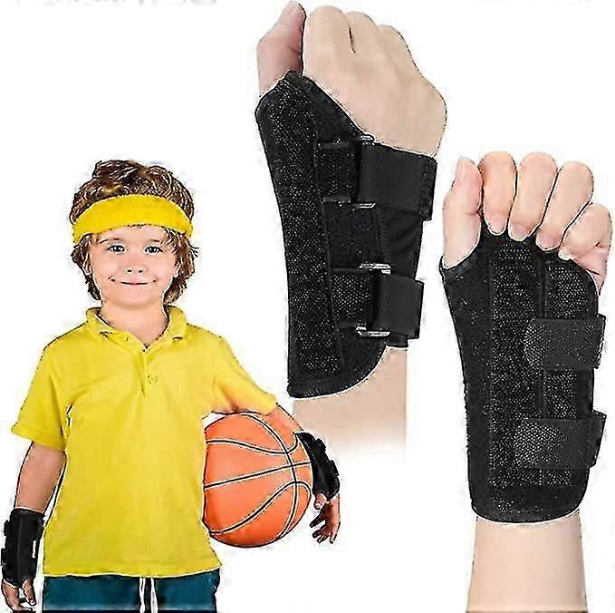 2 قطعة معصم دعامة للشباب الأطفال الرسغ نفق الجبائر السوداء المعصم دعامة الدعم الليلي مع أحزمة ضغط قابلة للتعديل للأطفال النوم الرياضي