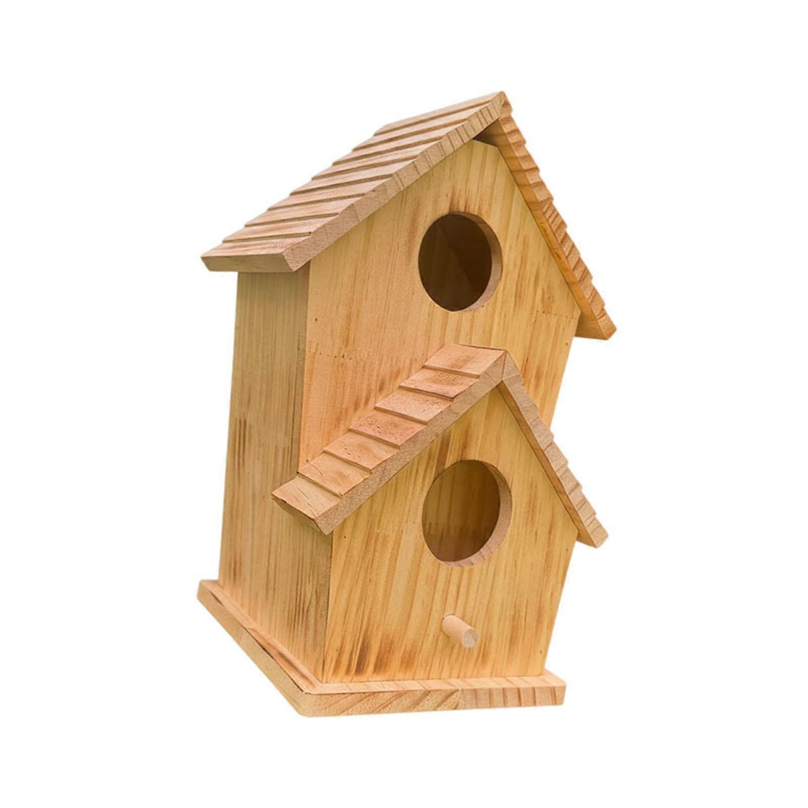 Wood Bird House with Perch Rest and Breed Box for Parrot Outside