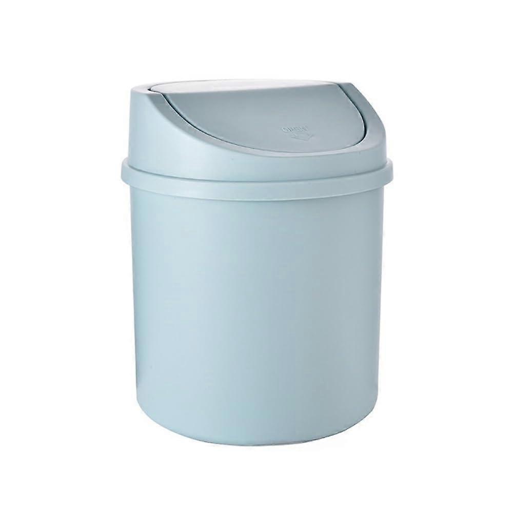 Desktop Trash Can Mini With Lid Small Tube Organizer For Home And Office Blue