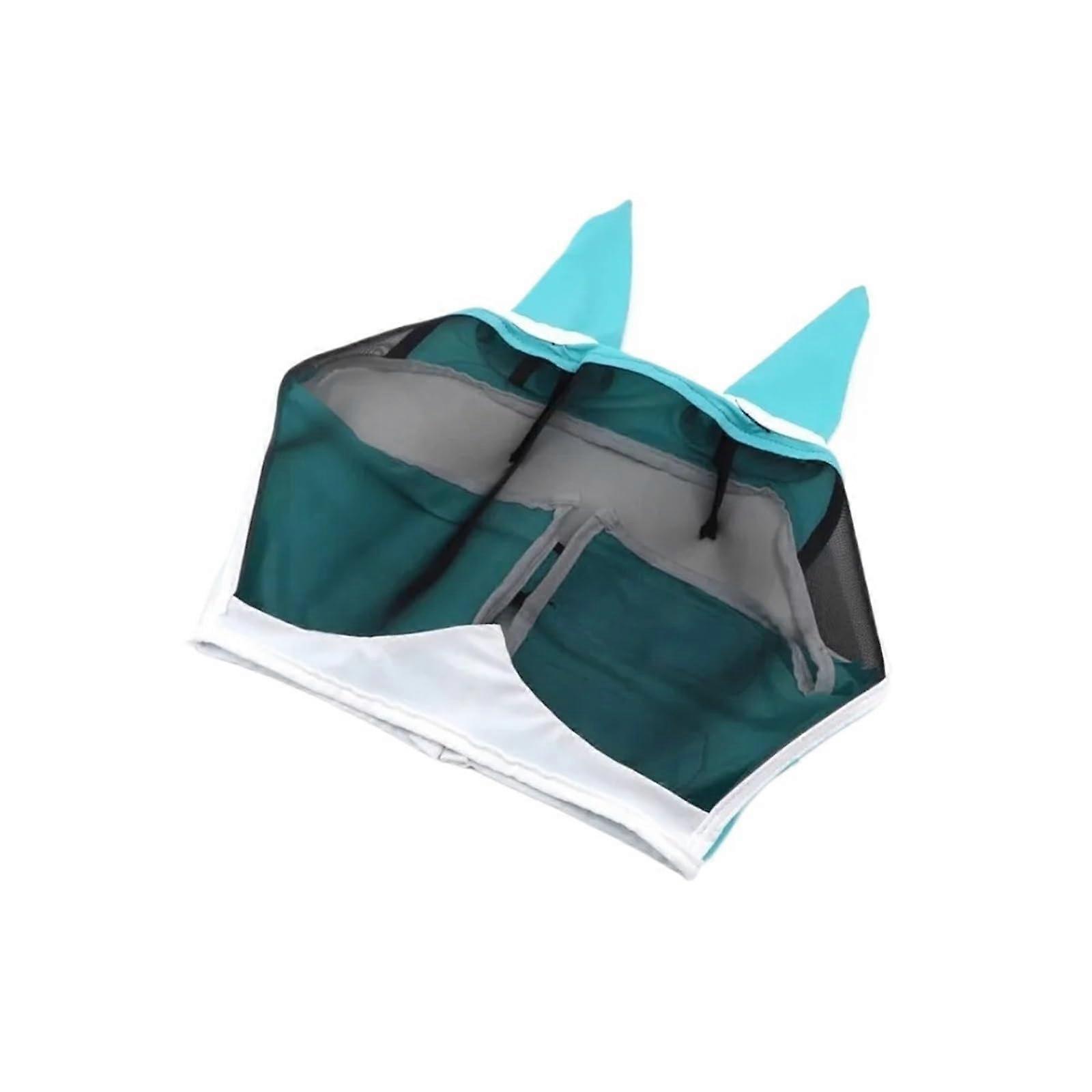 Multisize Breathable Horse Mask For Small, Medium And Large Horses, BlueL, Mosquito Prevention, Adjustable Fit