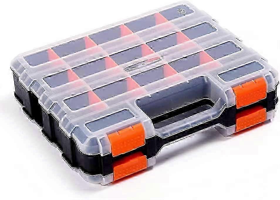 Double Sided Tool Storage Box with Removable Plastic Divider, Hardware Box Storage, 34 Compartments SZRH