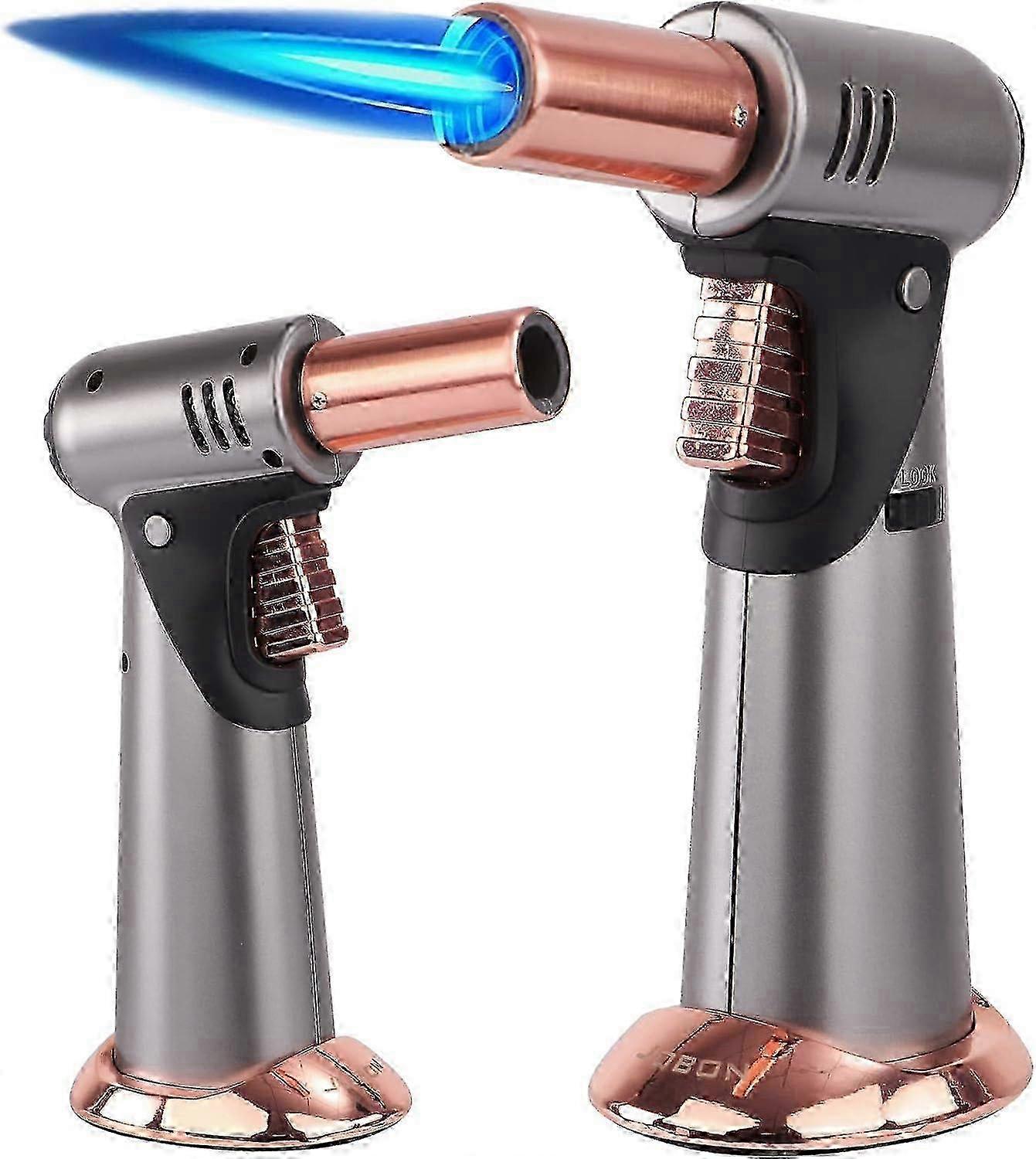 Butane Torch, Premium Double Flame Big Kitchen Torch Lighters with Safety Lock Adjustable Refillable Multipurpose Culinary Blow Torch for Creme B