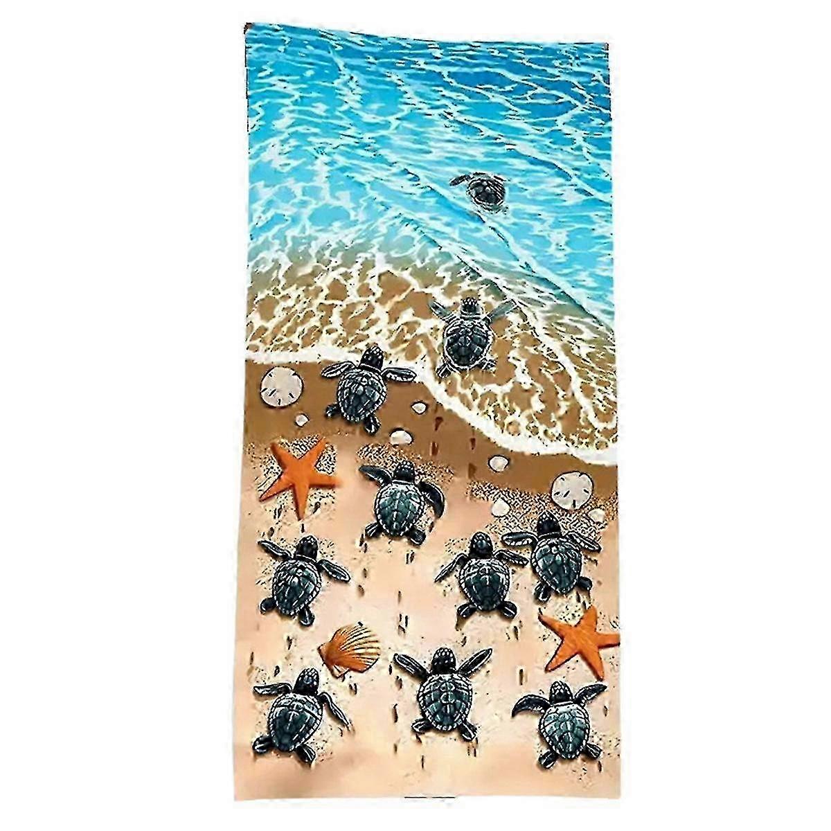 Quick-Drying Beach Towel with Sea Turtle Design - Soft, Absorbent & Ideal for Bathroom and Outdoor Use