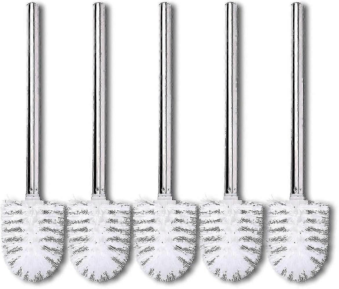 2 pezzi Scopino per WC con testa nera e manico in acciaio inossidabile