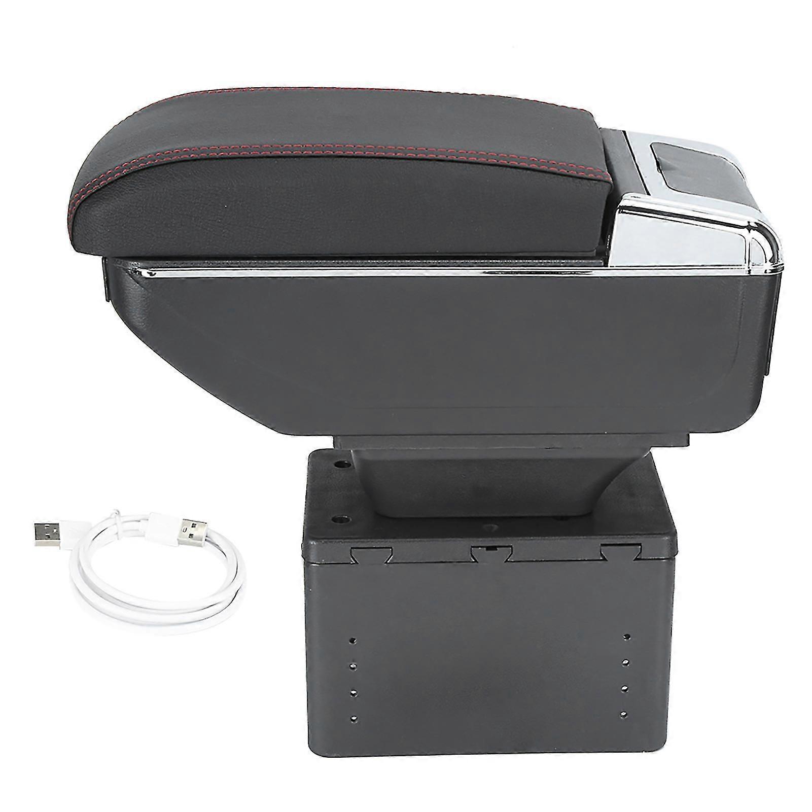 Universal Car Armrest Box Container with Adjustable Center Console and USB Interface