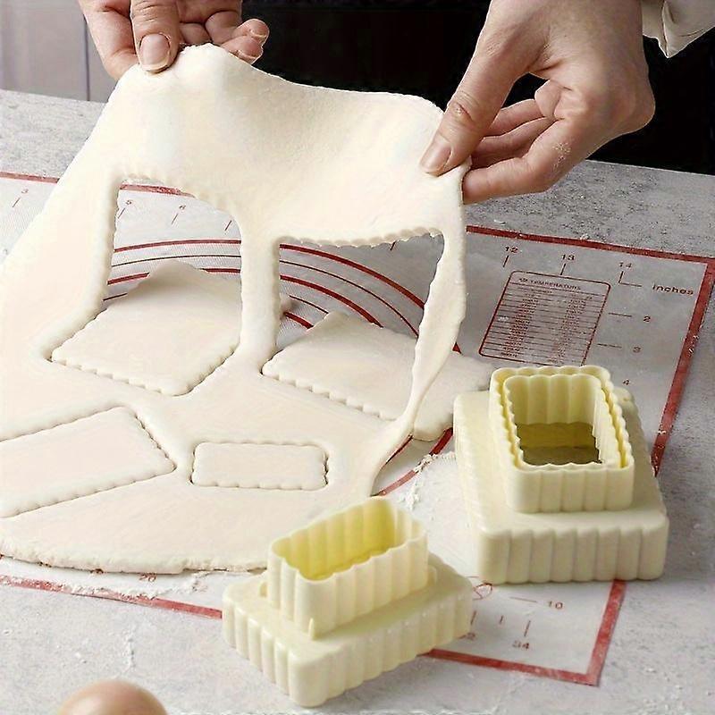 Rectangular Cookie Cutters Set - Double-Sided, Non-Stick, Easy-Release, BPA-Free Plastic Pastry Cutters for Baking, Decorating, and Molding 