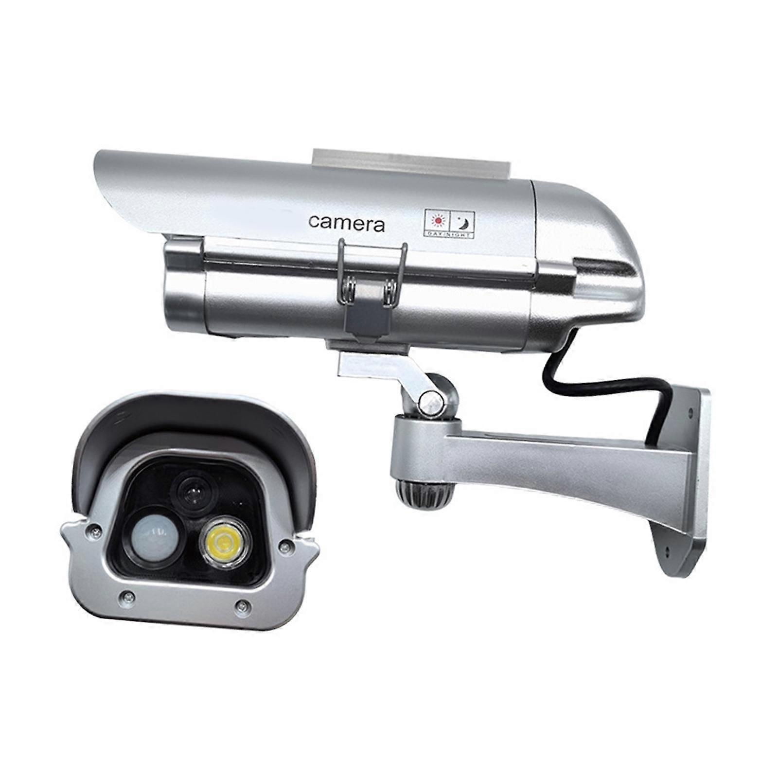 Solar Power Movement Sensors Dummy Security Camera Auto Activated LED Lights 120 Degree Detection for Outdoor Multicolor