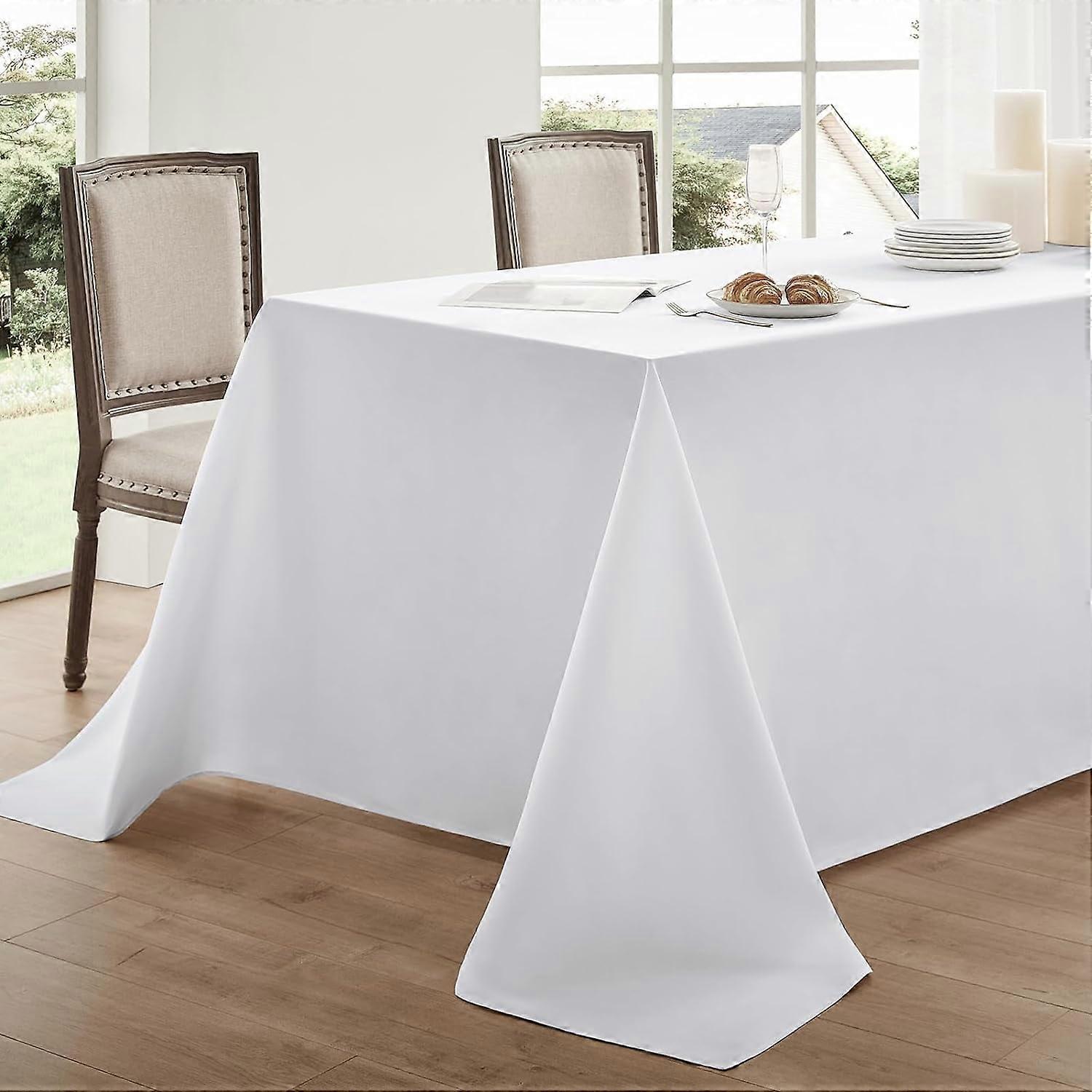 1Pcs Rectangle Tablecloth 57x102 Inch - White Table Cloths Stain Polyester Table Cover