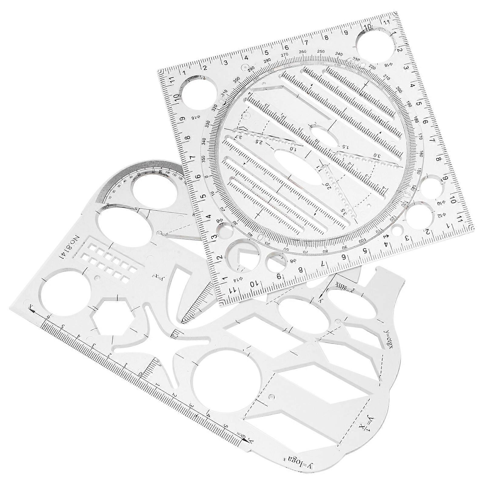 Multifunctional Drawing Ruler For Engineers Home Use Geometric Design Measuring Tool 2Pcs