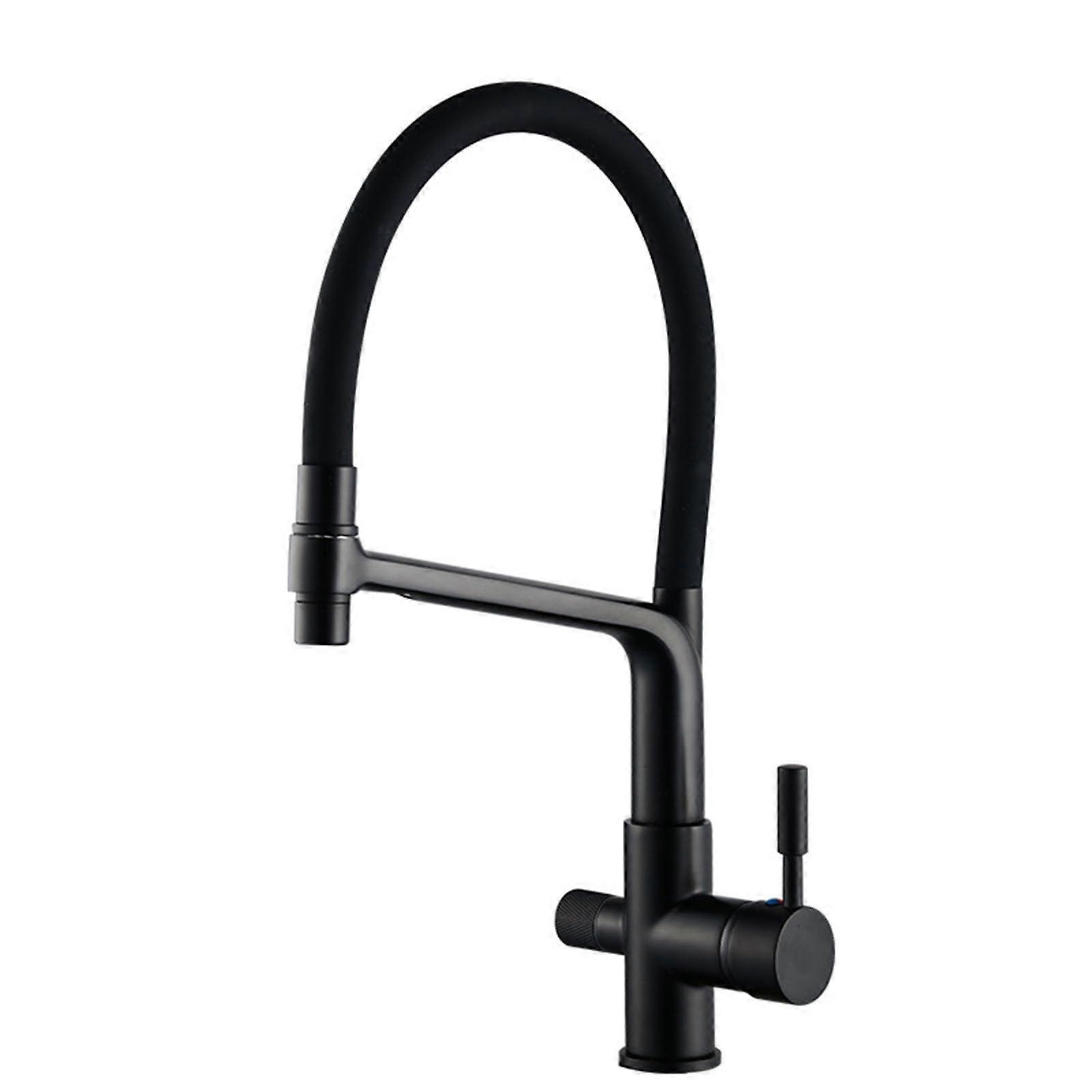 Kitchen Faucet 3Way Extendable Brass TwoHandle Mixer With PullOut Sprayer Black
