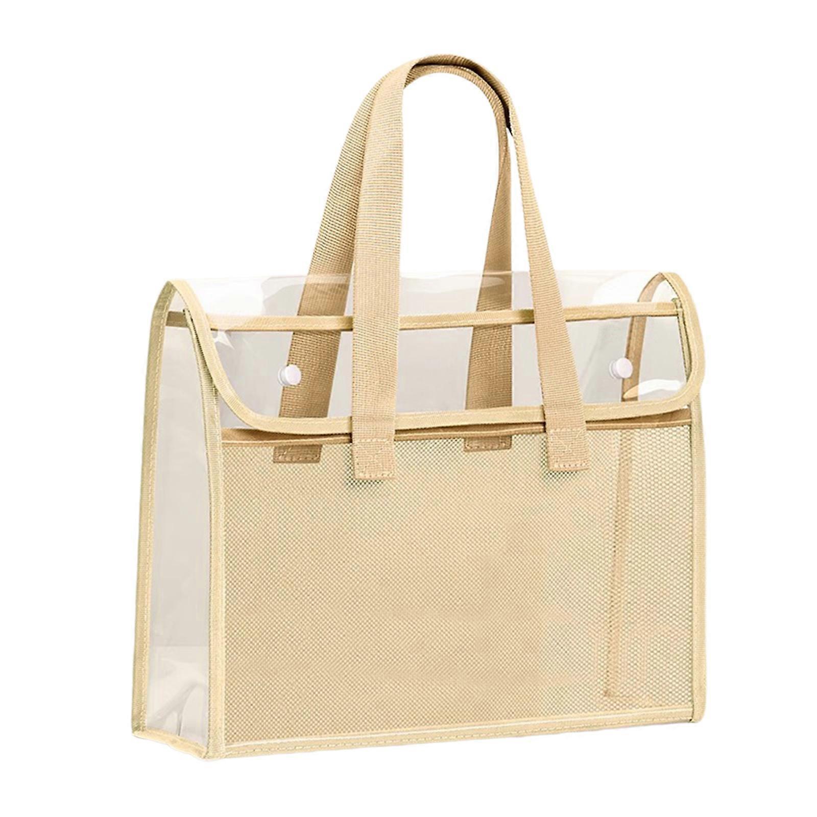 Large Clear PVC File Bag Water Resistant Portable Document Carrying Case Document Organiser Pouches For Business Use  Yellow