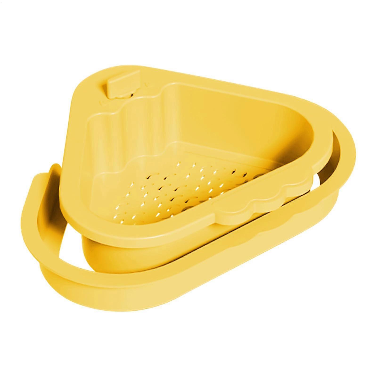2 Tiered Plastic Sink Strainer For Effective Liquid Separation And Corners Space Optimization In Kitchens  Yellow