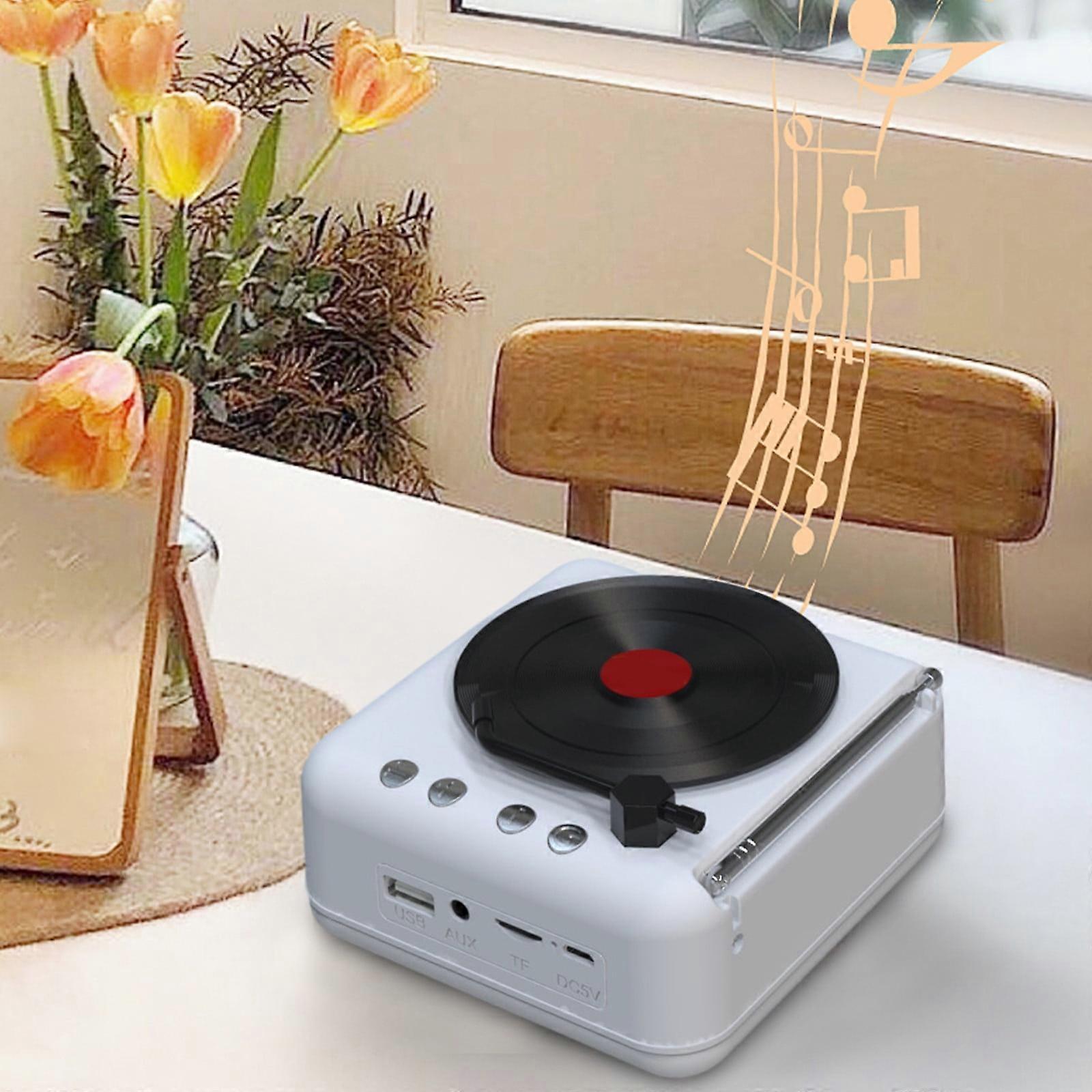 Jacenvly Wall Decor for Bedroom - Clearance, Record Player, Wireless Bluetooth Sound, Retro Creative Mini Portable Speaker with Card Slot, Subwoofer,