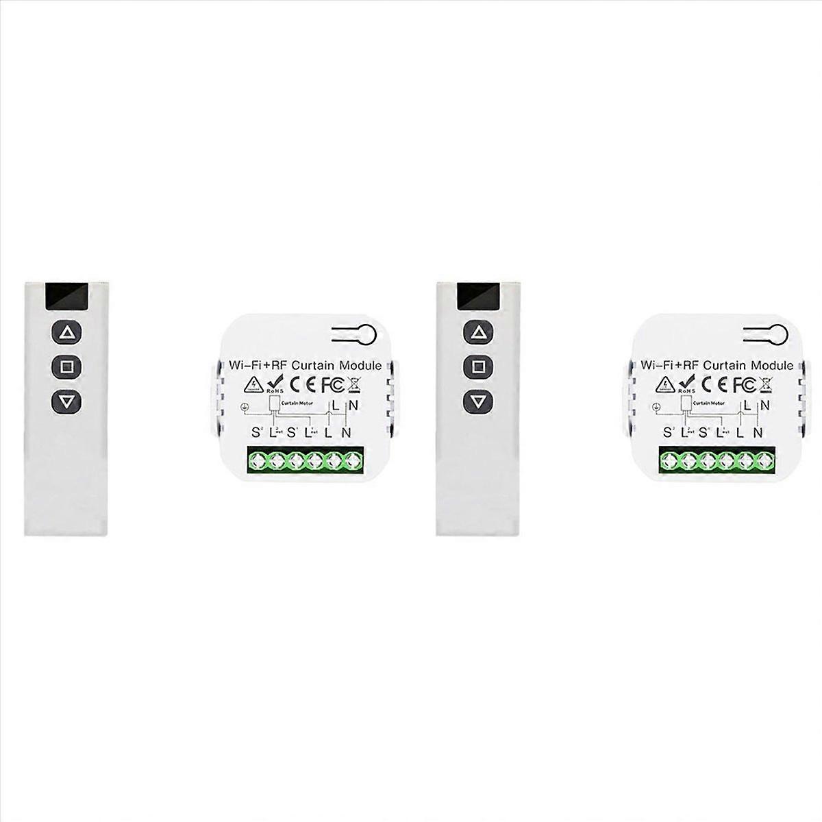 2X Tuya Smart Life WiFi 433Mhz Blind Curtain Switch with Remote for Electric Roller Shutter Control,