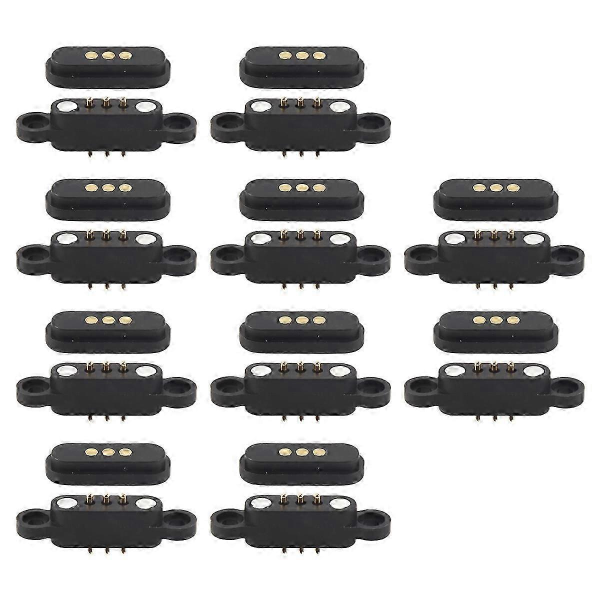 10 Pairs Spring Loaded Magnetic Pogo Pin Connector 3 Positions Magnets Pitch 2.3 MM Through Holes Ma