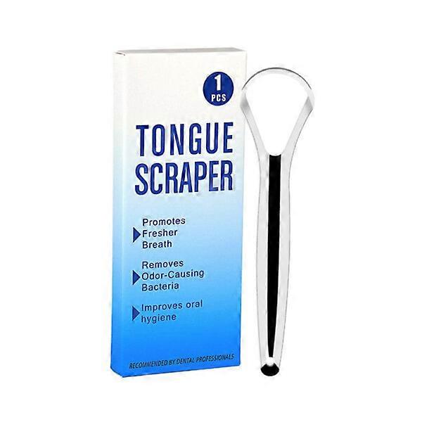 Tongue scraper in stainless steel silver
