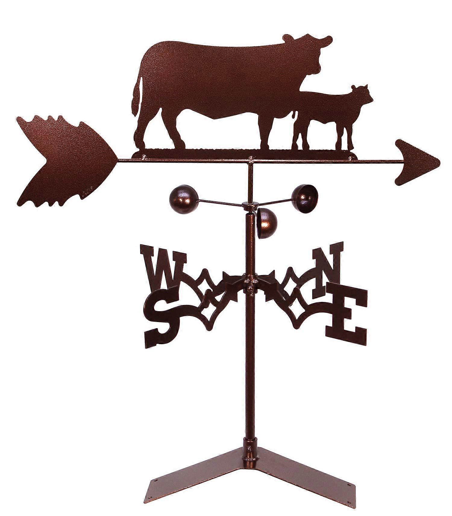 Cow and Calf Copper Roof Mount Weathervane with Accurate Wind Direction Tracking