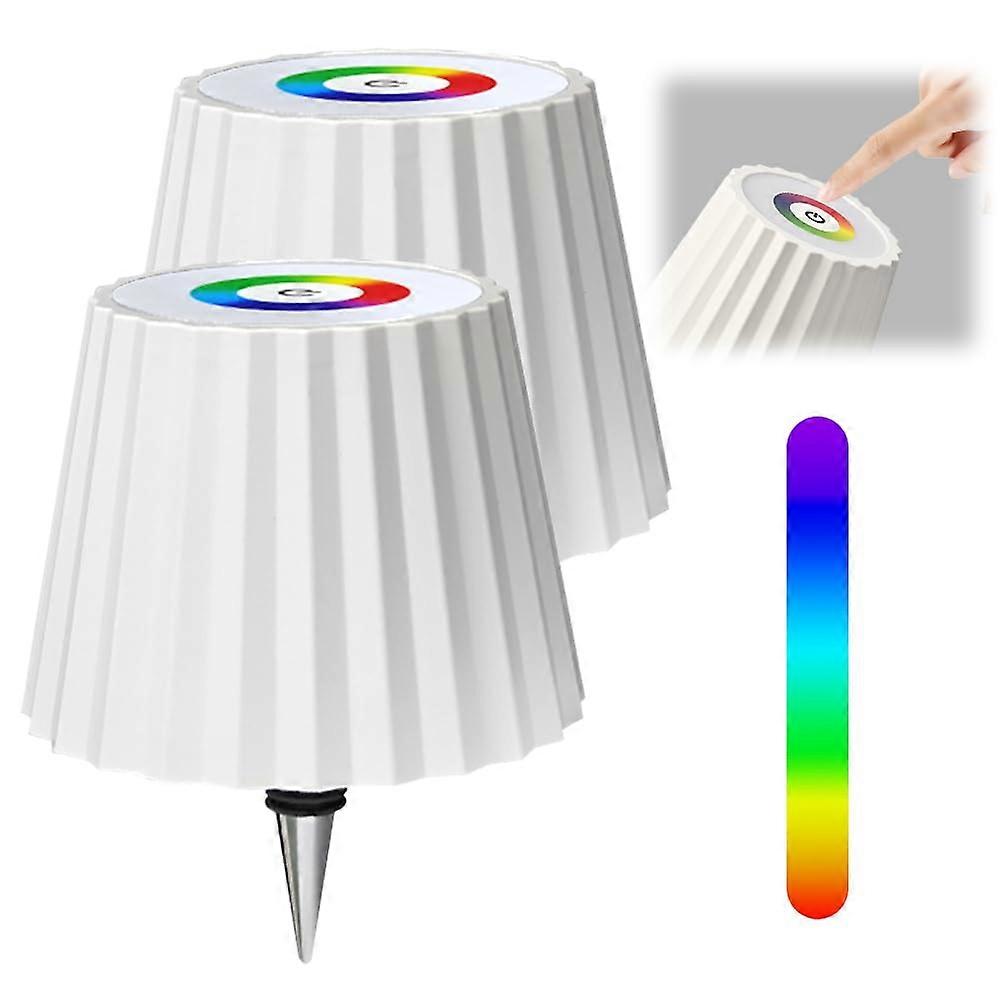 Wireless Bottle Lamp with RGB Breathing Light, Stepless Dimming Rechargeable LED for Bars Restaurants, 2PCS White