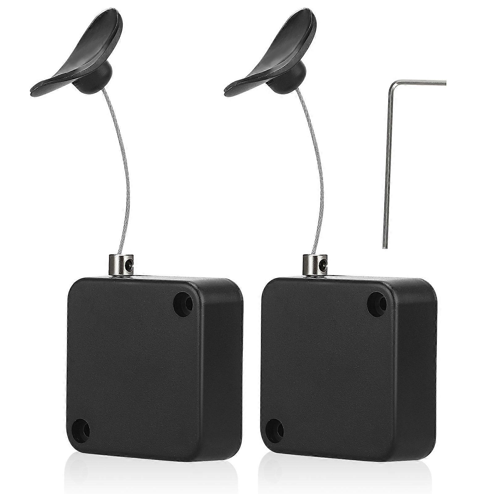 2pcs Remote Control Tether - Remote Cable Lock Retractable Security Cable Lock Remote Control Anti-Lost Rope Telescopic Security Cable Black