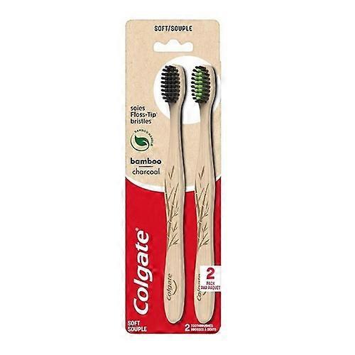 Colgate Slim Soft Charcoal Bamboo Toothbrush, 2 Count / (Pack Of 1)