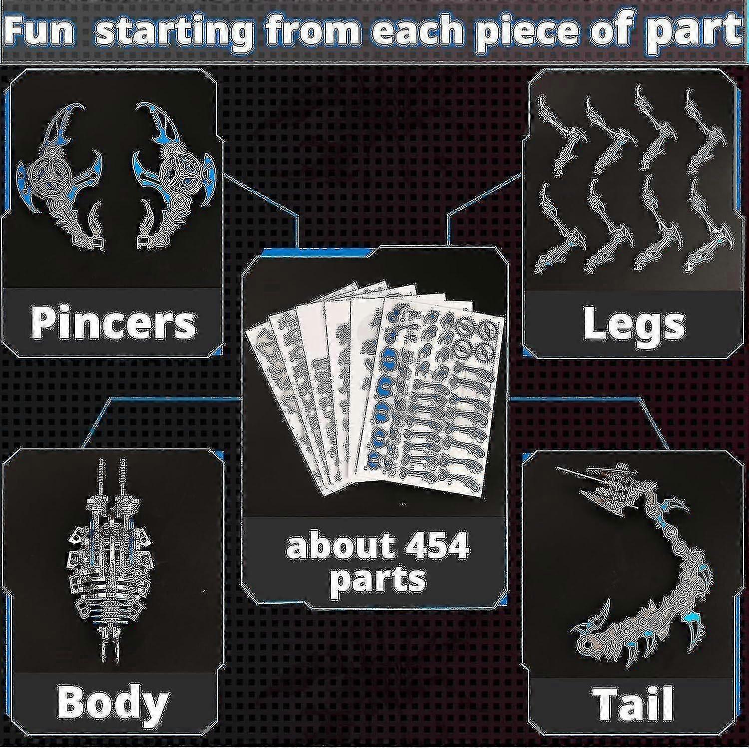 454 جزءا من العقرب 3D طقم نموذج معدني
