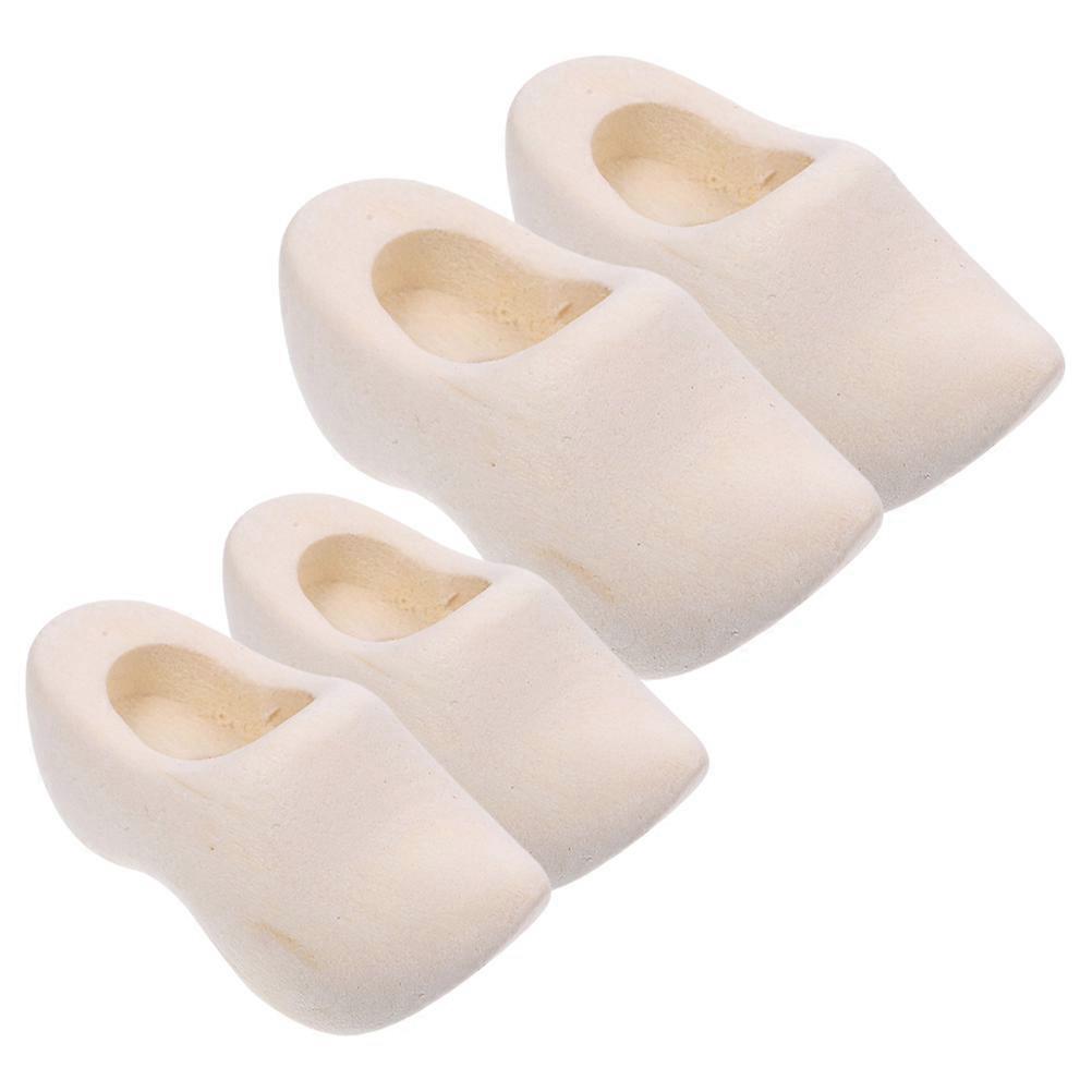 Unfinished Miniature Wooden Shoes For Hobbyists Craft Projects 4 Pairs Durable Practical Design