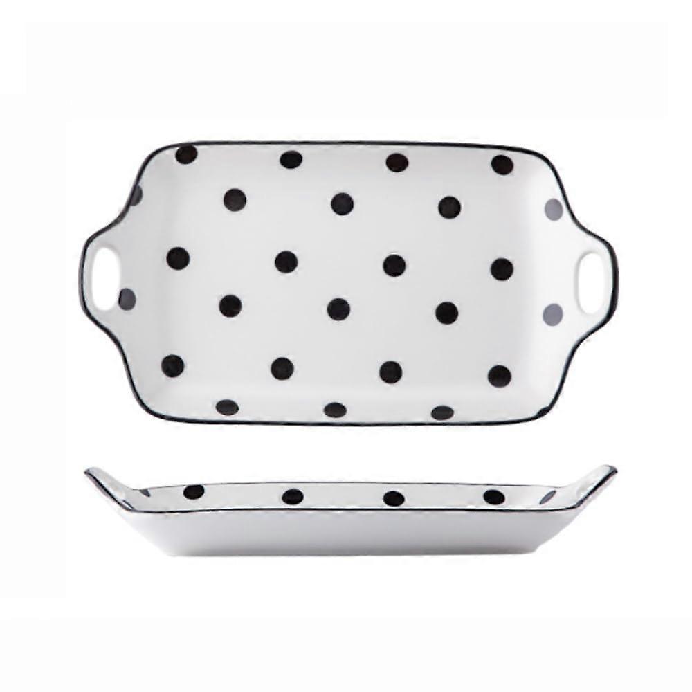 Ceramic Dinnerware Set with Polka Dot Plates and Bowls for Rice Soup Breakfast Dessert