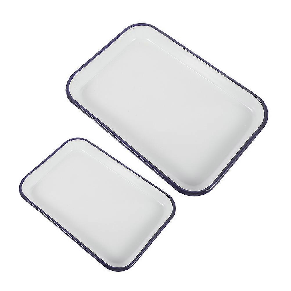 Enamel Roasting Tray for Kitchen Use 2Pcs Rectangular Non-Stick Baking Pan