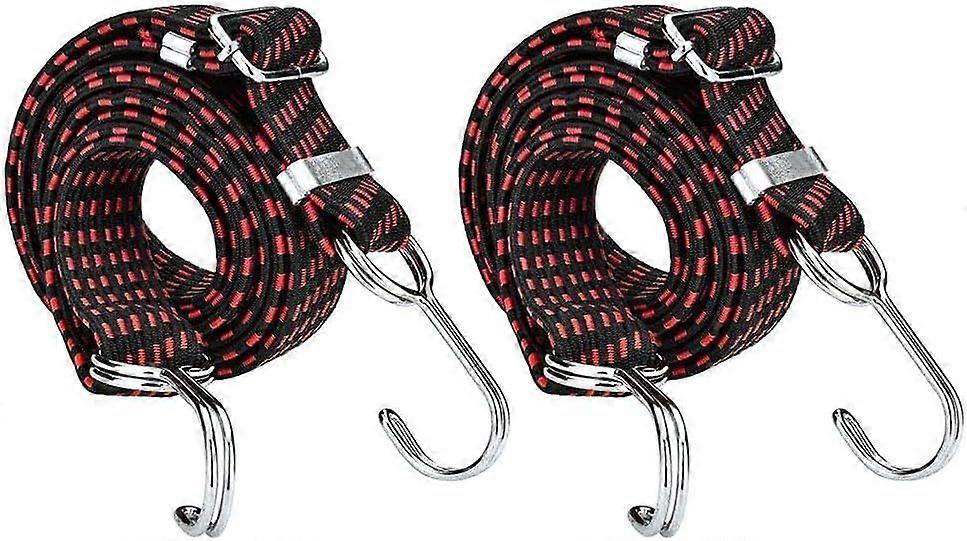 80 Inch Adjustable Flat Bungee Cords with Hooks | 2-Pack Superior Latex Heavy