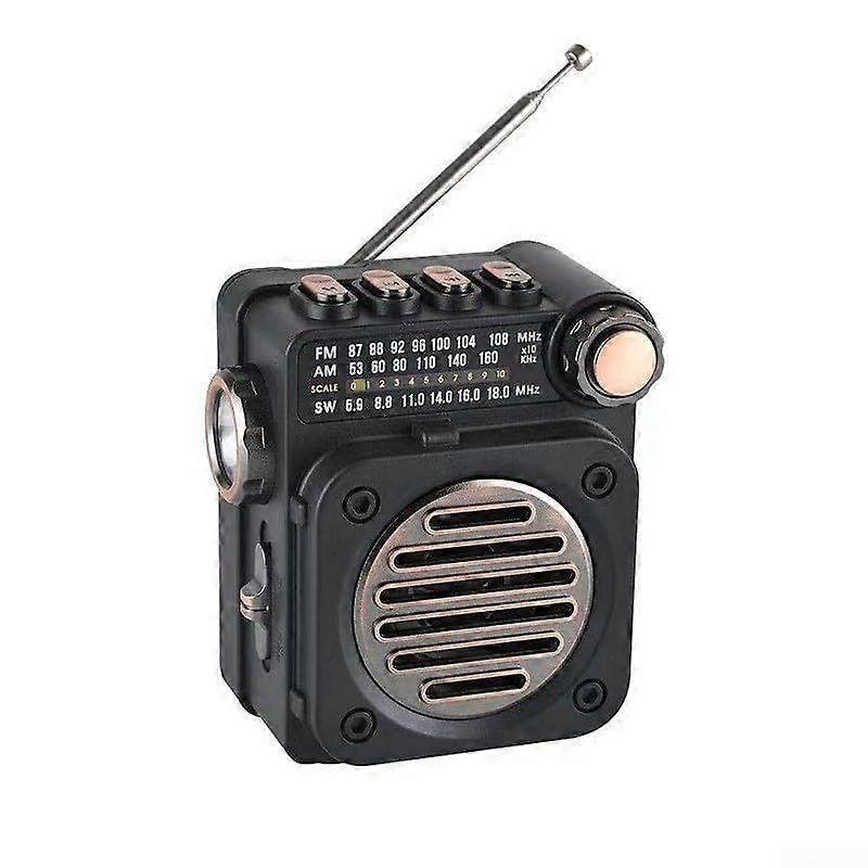 Portable AM FM Radio Bluetooth Mini Radio With LED Flashlight, Music Player, Detachable Power Supply, Playback Options