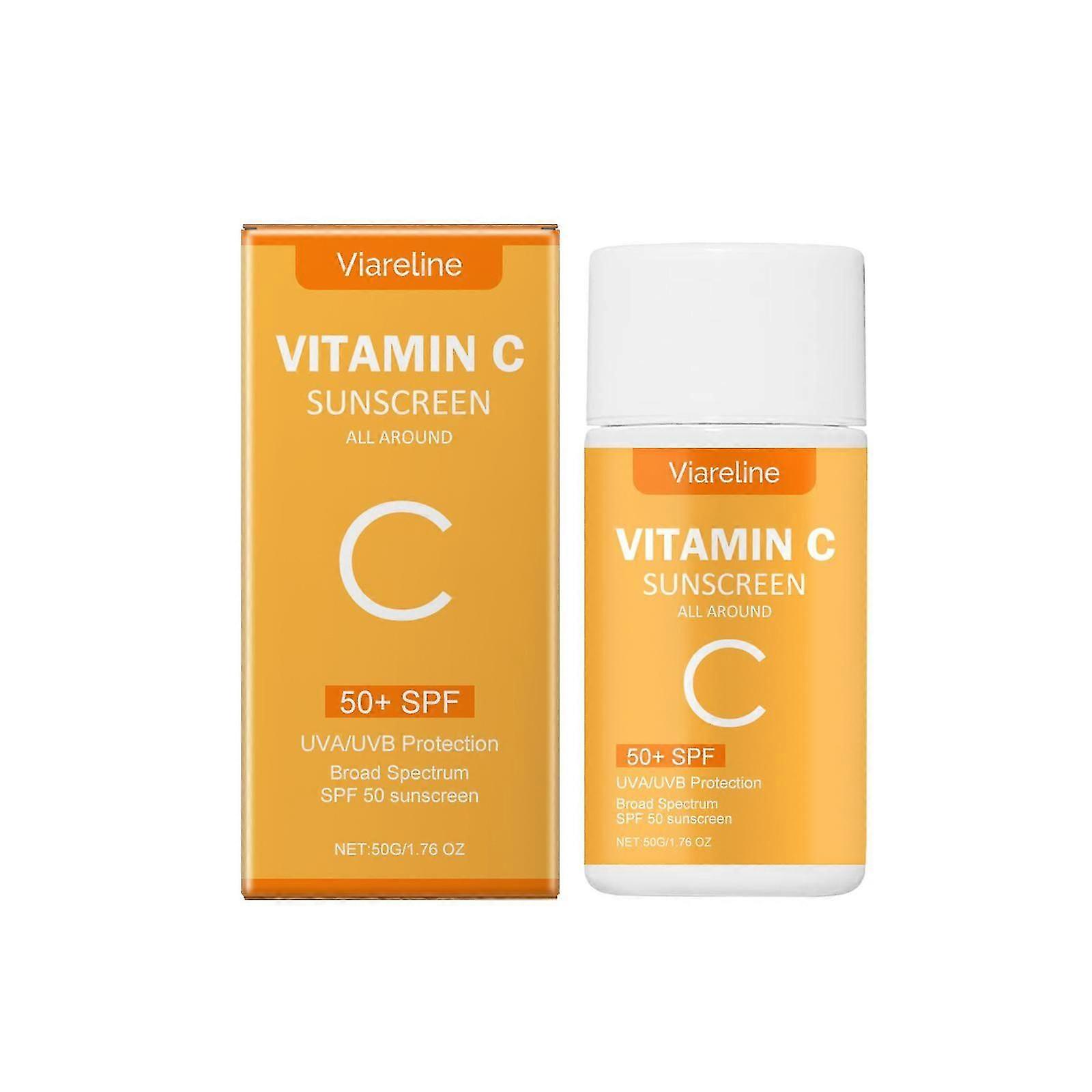 Vitamin C Brightening SPF Moisturizer - Natural Orange Extract & Titanium Dioxide, Lightweight, Non-Greasy Sun Protection & Hydrating Cream for Outdoo