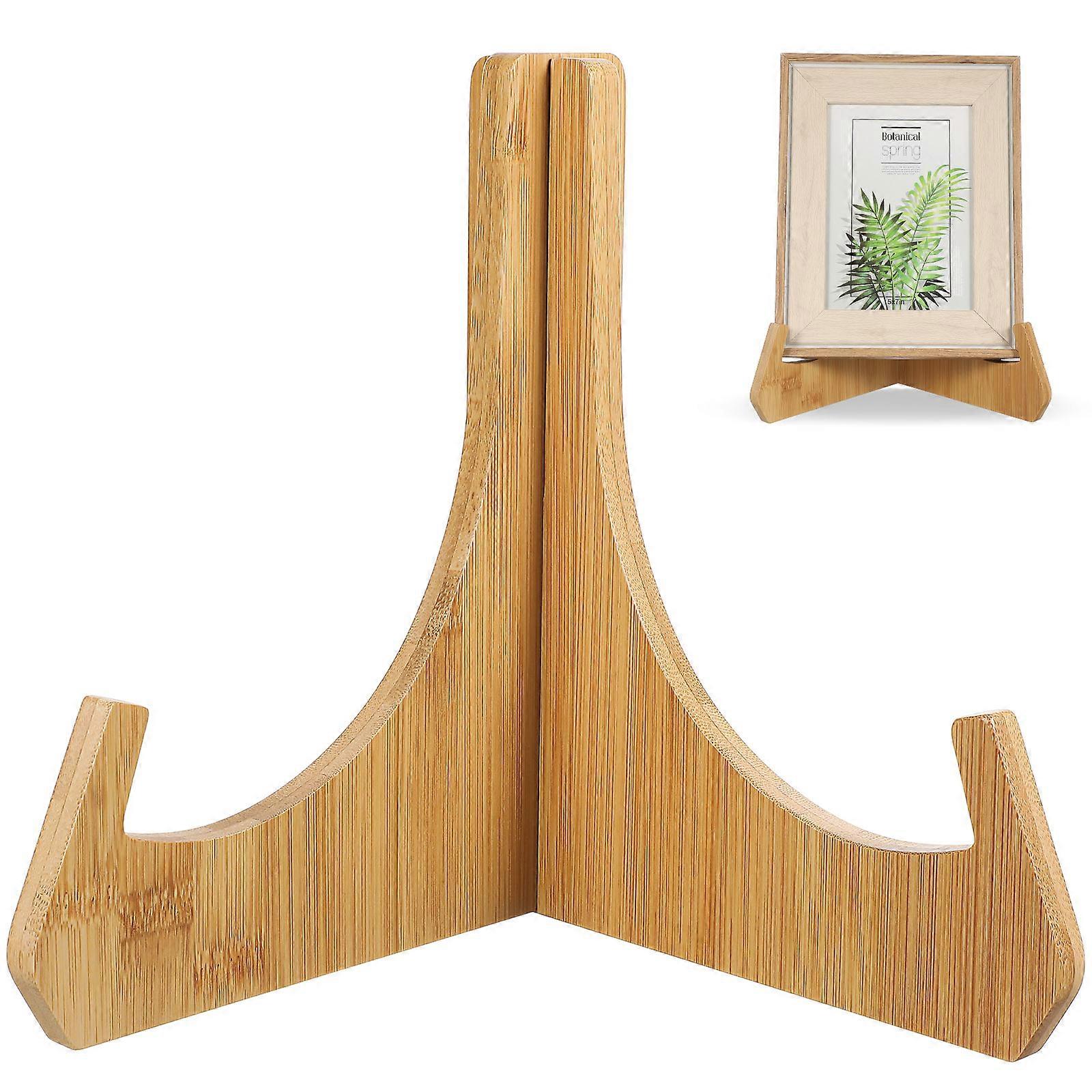 Golden Wood Plate Display Stand for Display Decorative Easel Holder