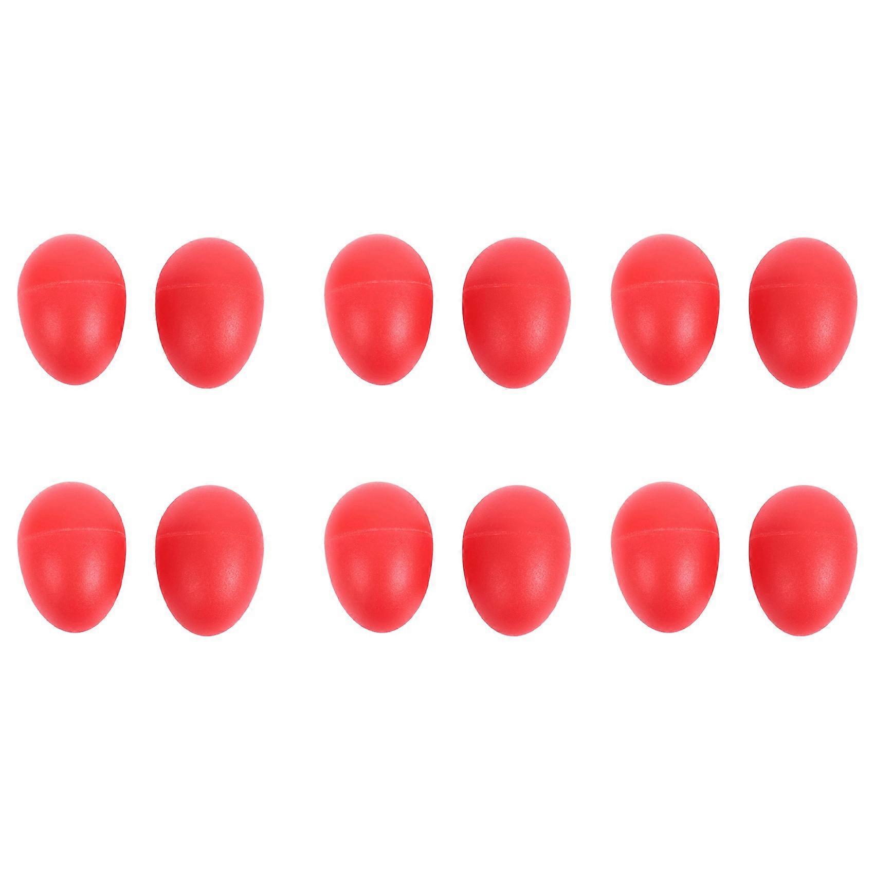 6 Pair Plastic Percussion Musical Egg Maracas Shakers Red