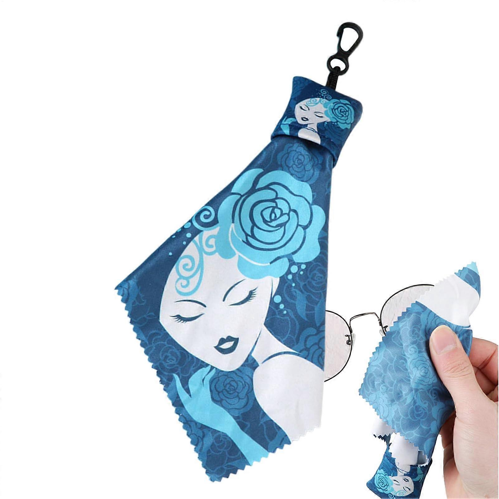 Microfiber Cleaning Cloth with Keychain and Protective Pouch for Glasses, Screens and Camera