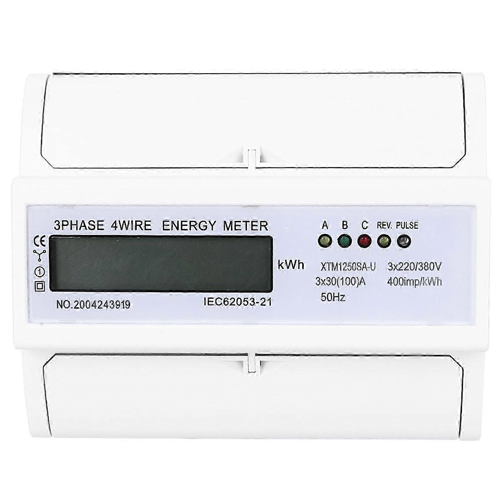 Digital 3 phase 4 Wire 7P Din Rail Electric Meter Electronic KWh Meter(30(100)A) 25-26