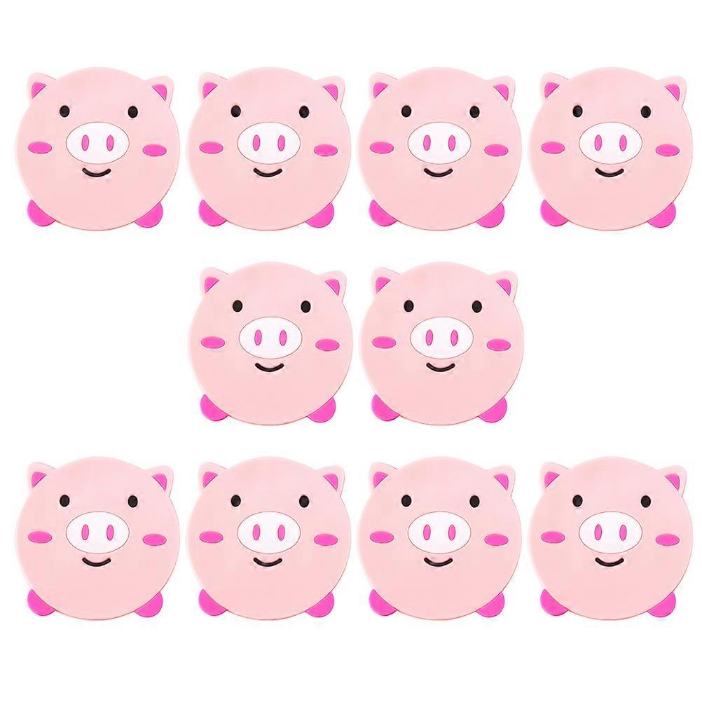 Animal Pattern Coaster Creative Coaster for Home Use 10Pcs Pink PVC Set