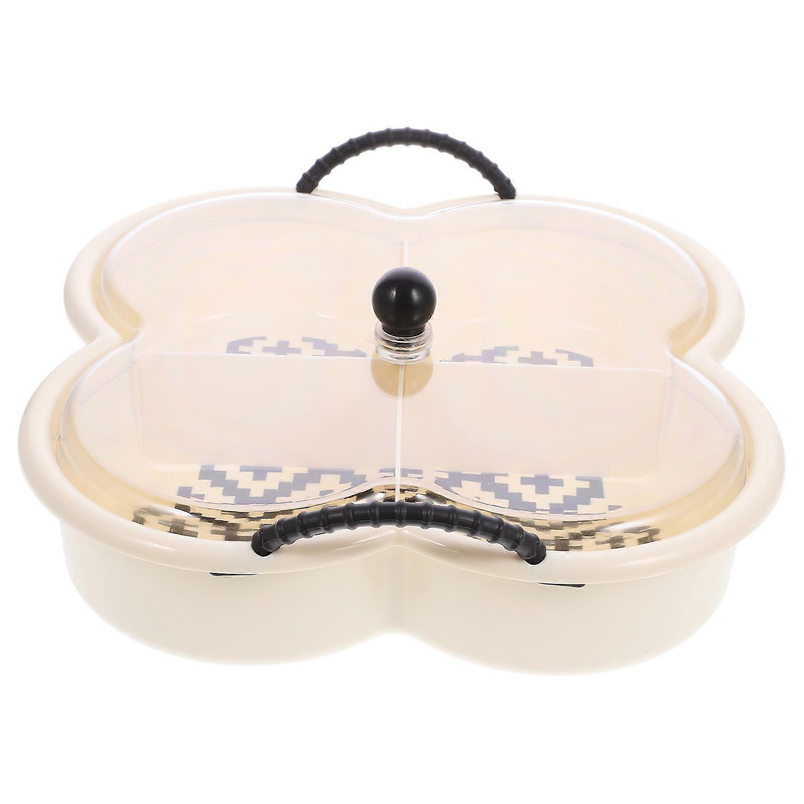 Divided Snack Storage Tray Nut Tray for Use Beige PP