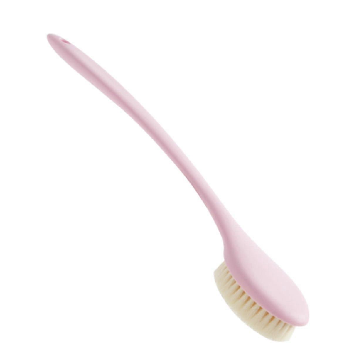 Bath Brush with Soft Bristles for Sensitive Skin, Long Handle Shower Back Scrubber, Pink
