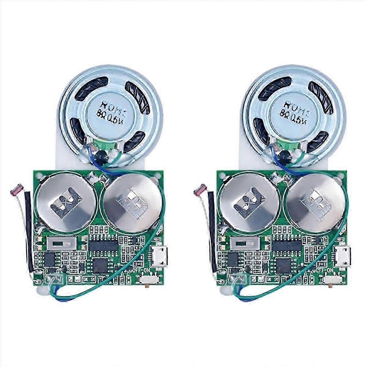 2X DIY Light Sensor Sound Module, Micro-USB Recordable Sound Chip 8M Memory Speaker Talking Programm