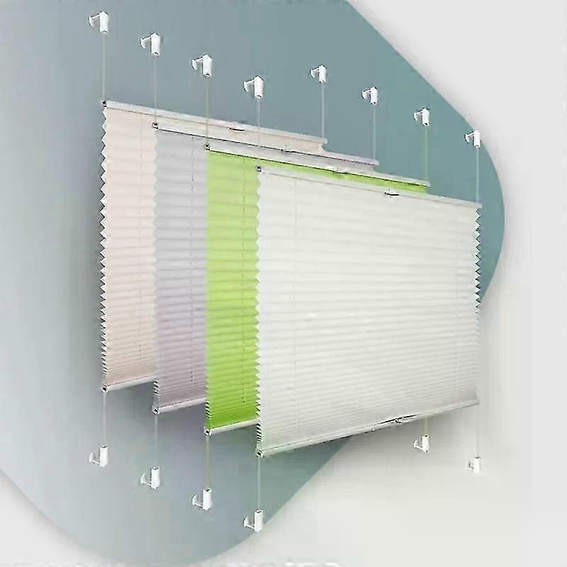 Window Pleated Blind  No Drilling for Gluing  Inner Frame  Thermal Pleated Blind Inside  Roller Blind Brackets on Frame  Folding