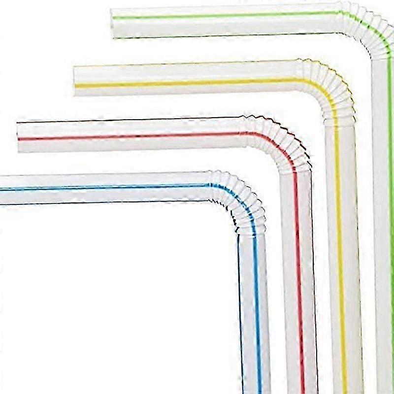500pcs Plastic Drinking Straws 8 Inches Long Multi-Colored Striped Bedable