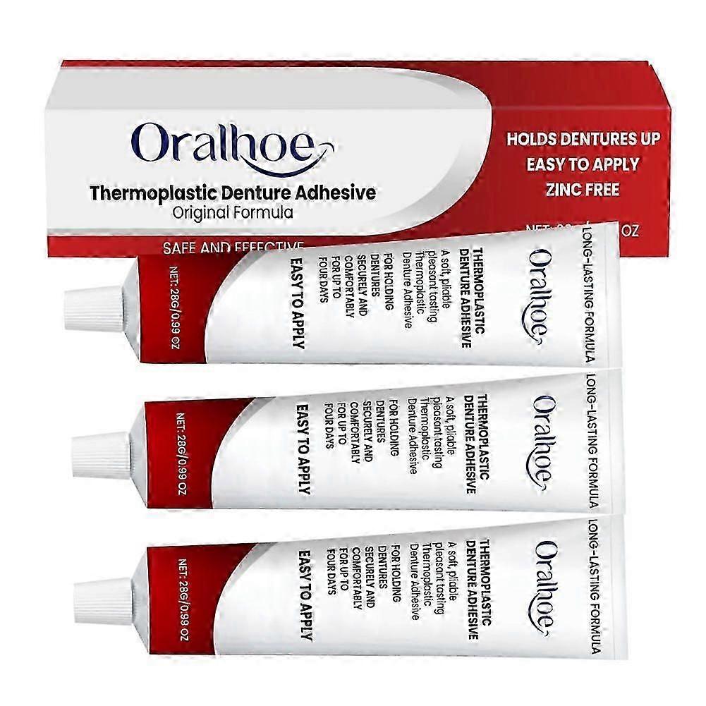 Long Lasting Thermoplastic Denture Adhesive, Refits and Tightens Loose Up