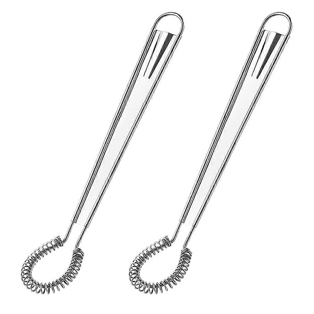 2 Pcs Stainless Steel Whisk Egg Beater Set with Ergonomic Flat Handle for Baking and Cooking