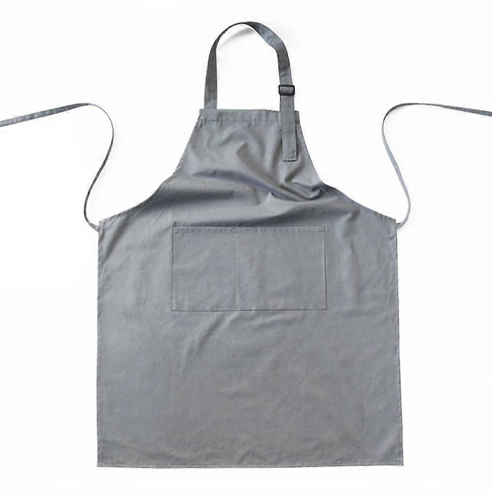 Cotton Polyester Cooking Apron with Cross Back, Adjustable Bib, 2 Large Pockets, Grey Chef Apron