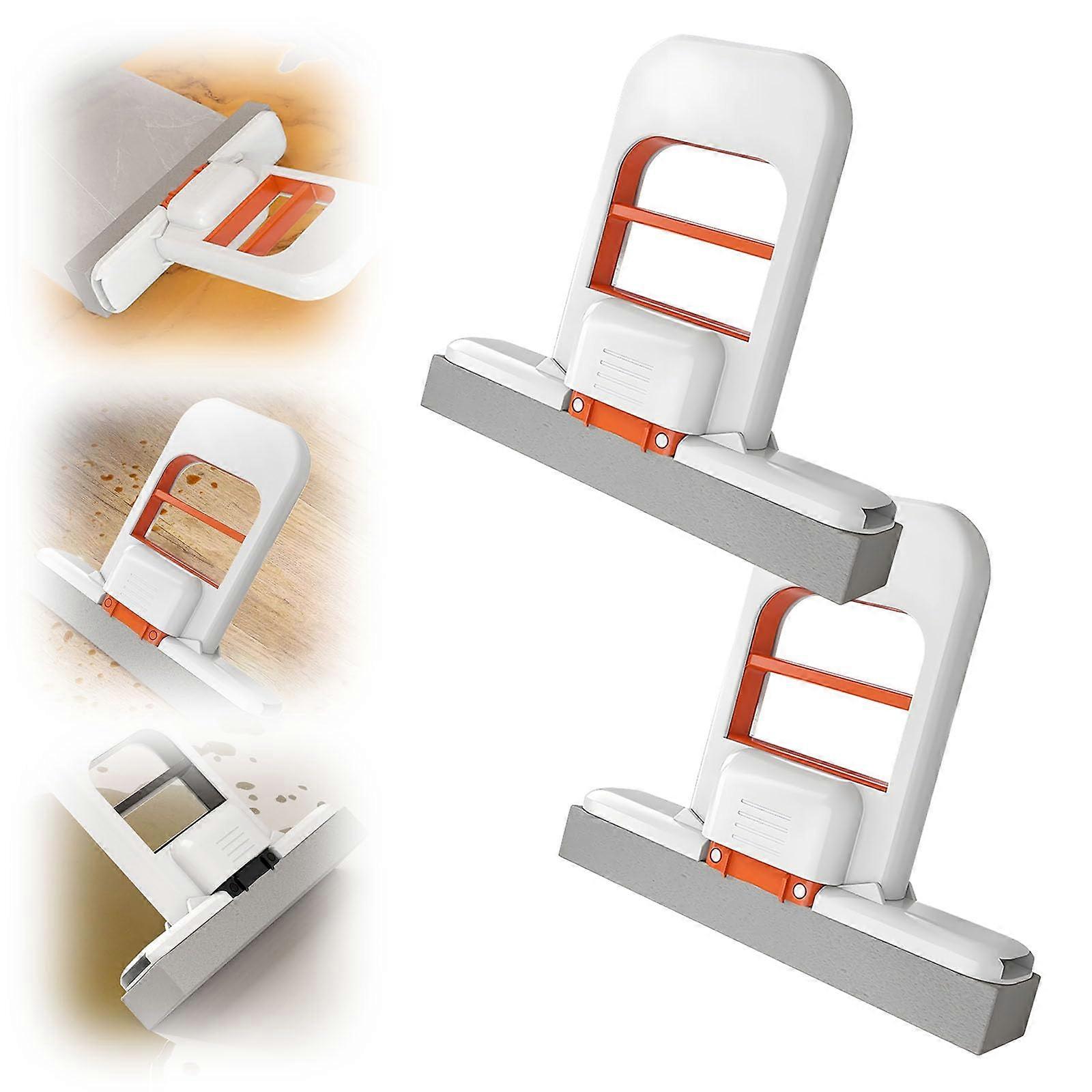 Mini Sponge Mop Foldable SelfSqueeze Wet Dry Use for Kitchen Bathroom Small Spaces Orange 2