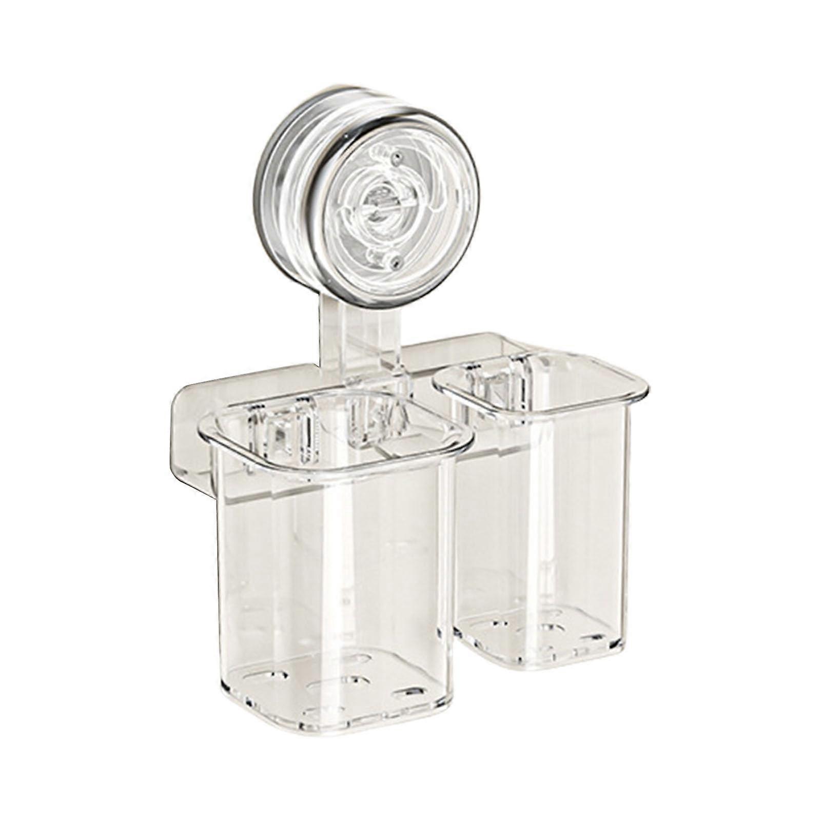 Toothbrush Holder with Powerful Suction, NoDrill Wall Mount, Drainage Design for Bathroom Storage