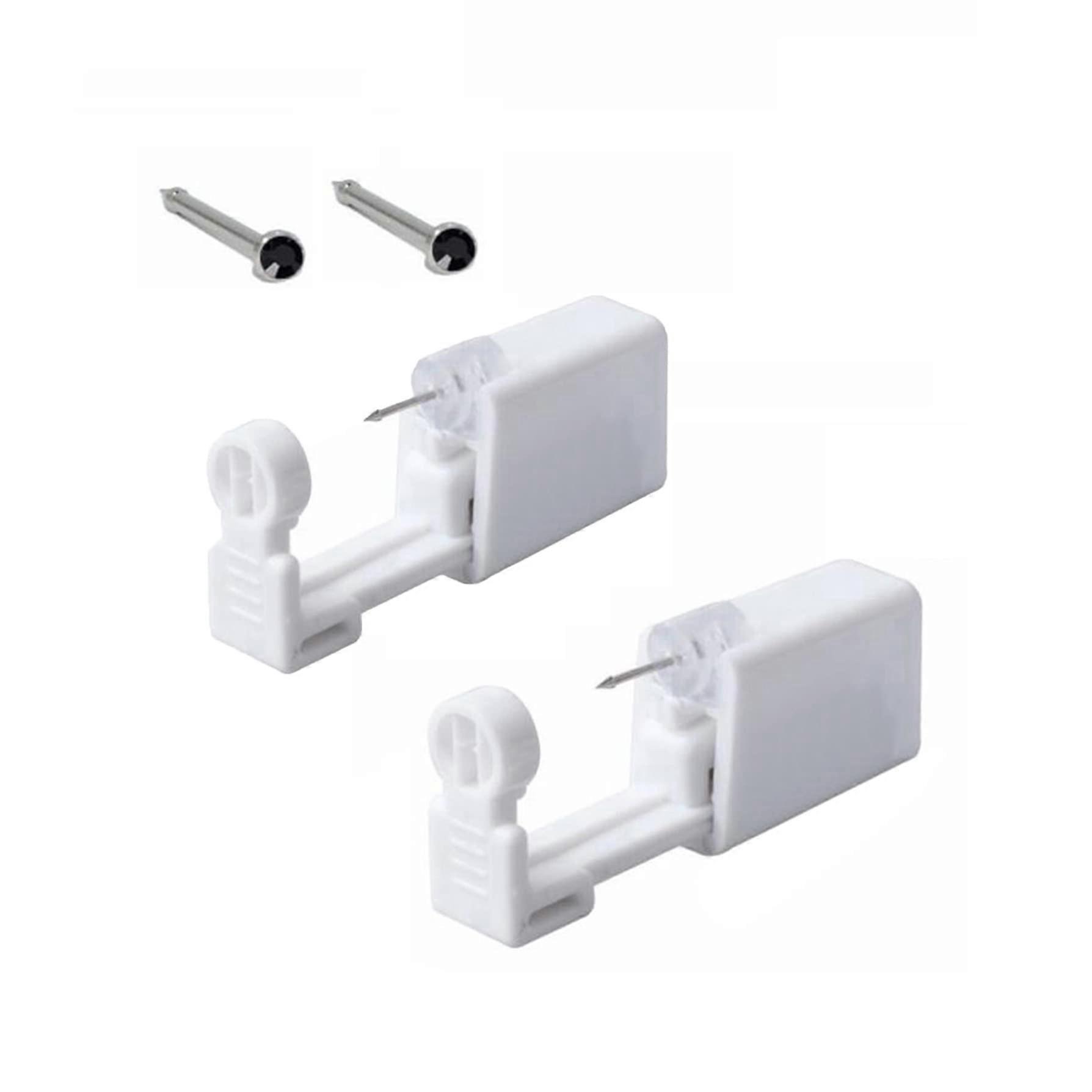 Nose Piercing Kit and Gun 2 Pack SingleUse with BuiltIn Stud for Easy Self Piercing, Black