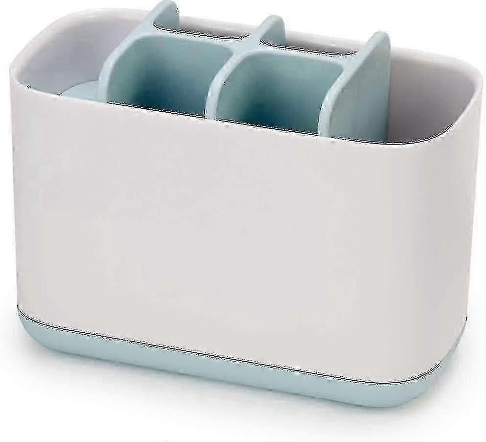 Bathroom Toothbrush Holder, Easy-Store Organizer with Large Capacity, White/Blue