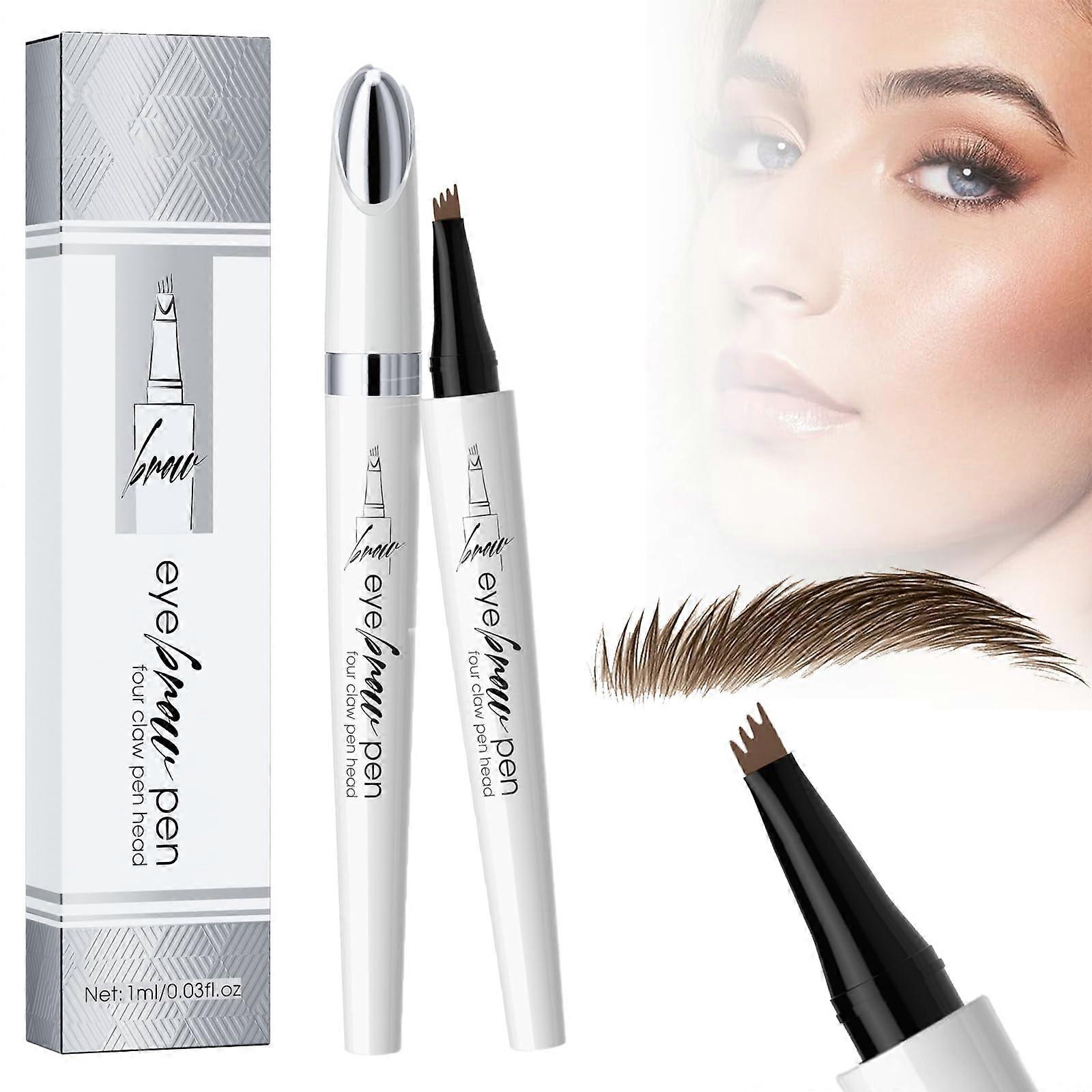 Waterproof Microblading Eyebrow Pencil with 4 Fork Tip, Long Lasting Smudge Proof Light Brown